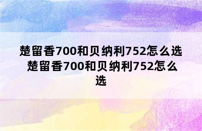 楚留香700和贝纳利752怎么选 楚留香700和贝纳利752怎么选